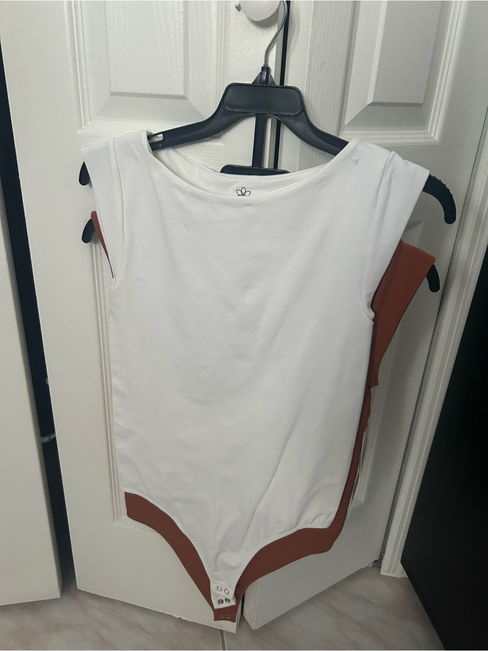 Aura Kids One-Piece Bodysuit - White with Rust